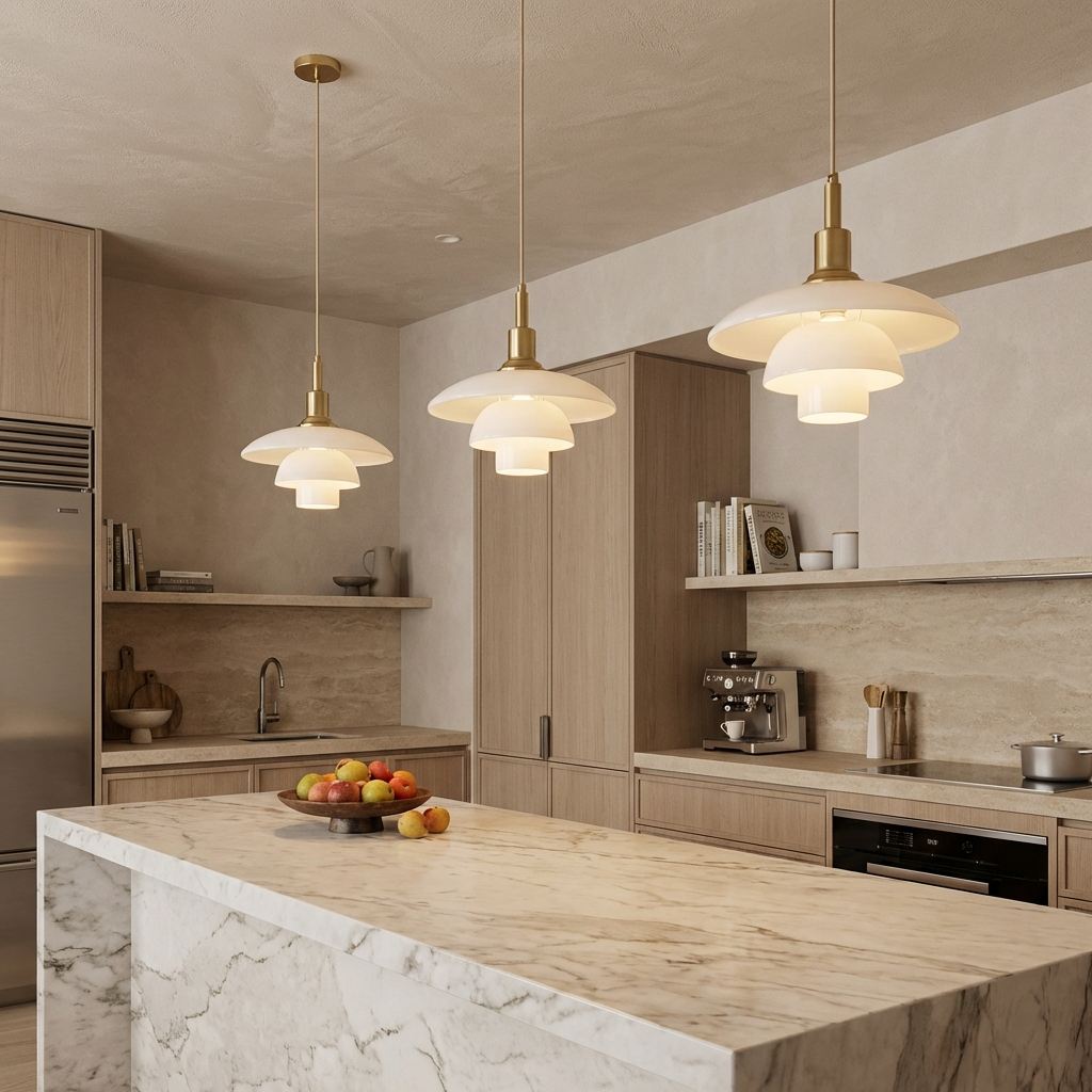 Danish Designer White Glass Pendant Light