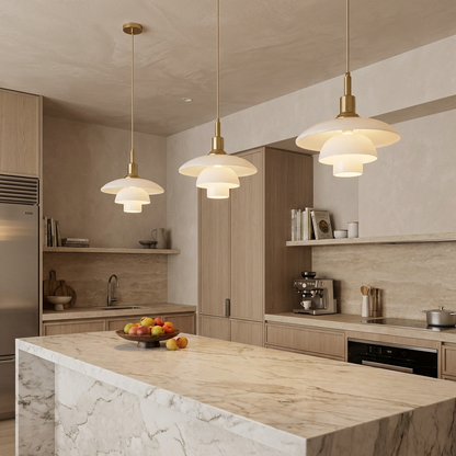 Danish Designer White Glass Pendant Light