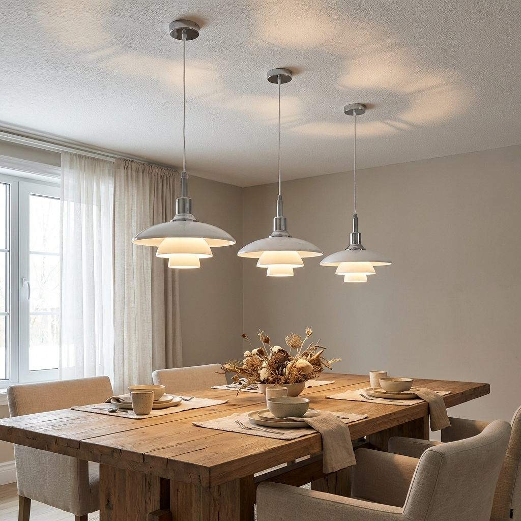 Danish Designer White Glass Pendant Light