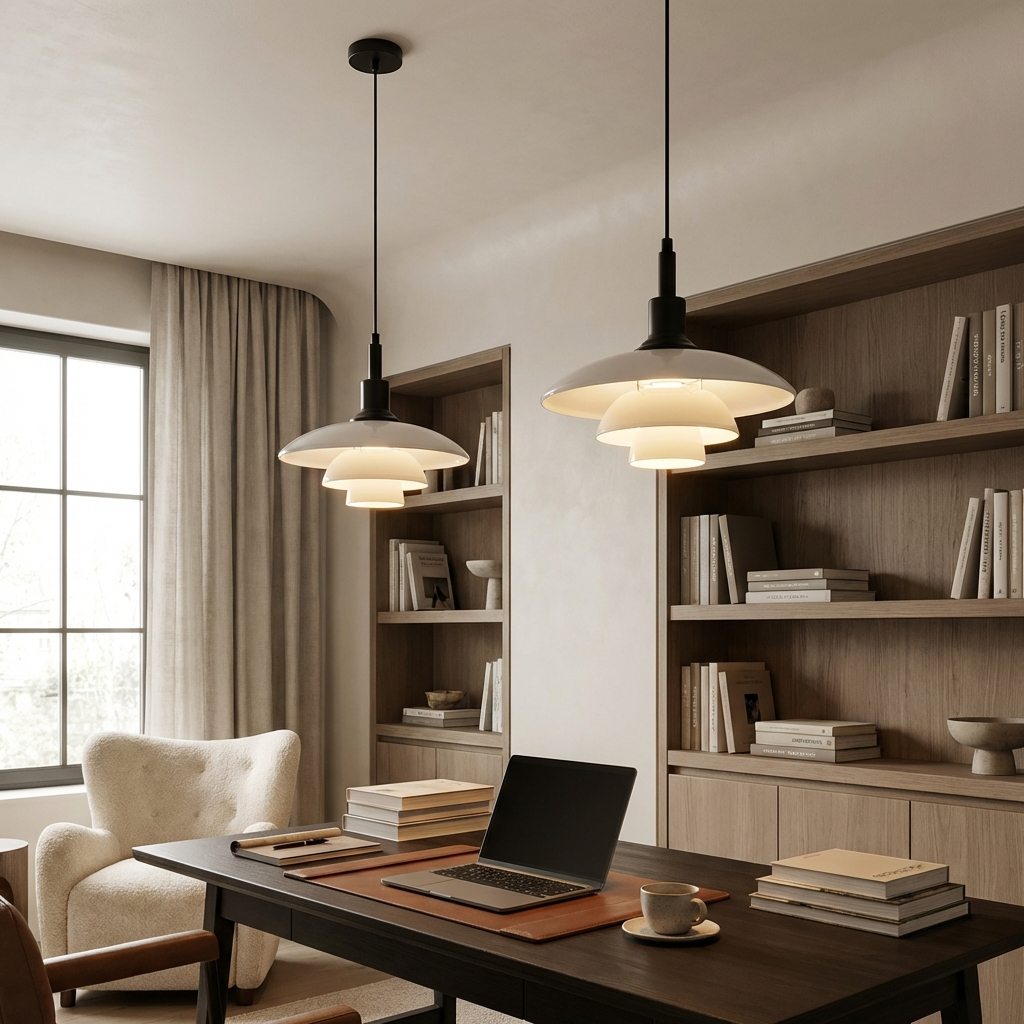 Danish Designer White Glass Pendant Light