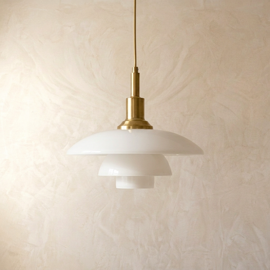 Danish Designer White Glass Pendant Light