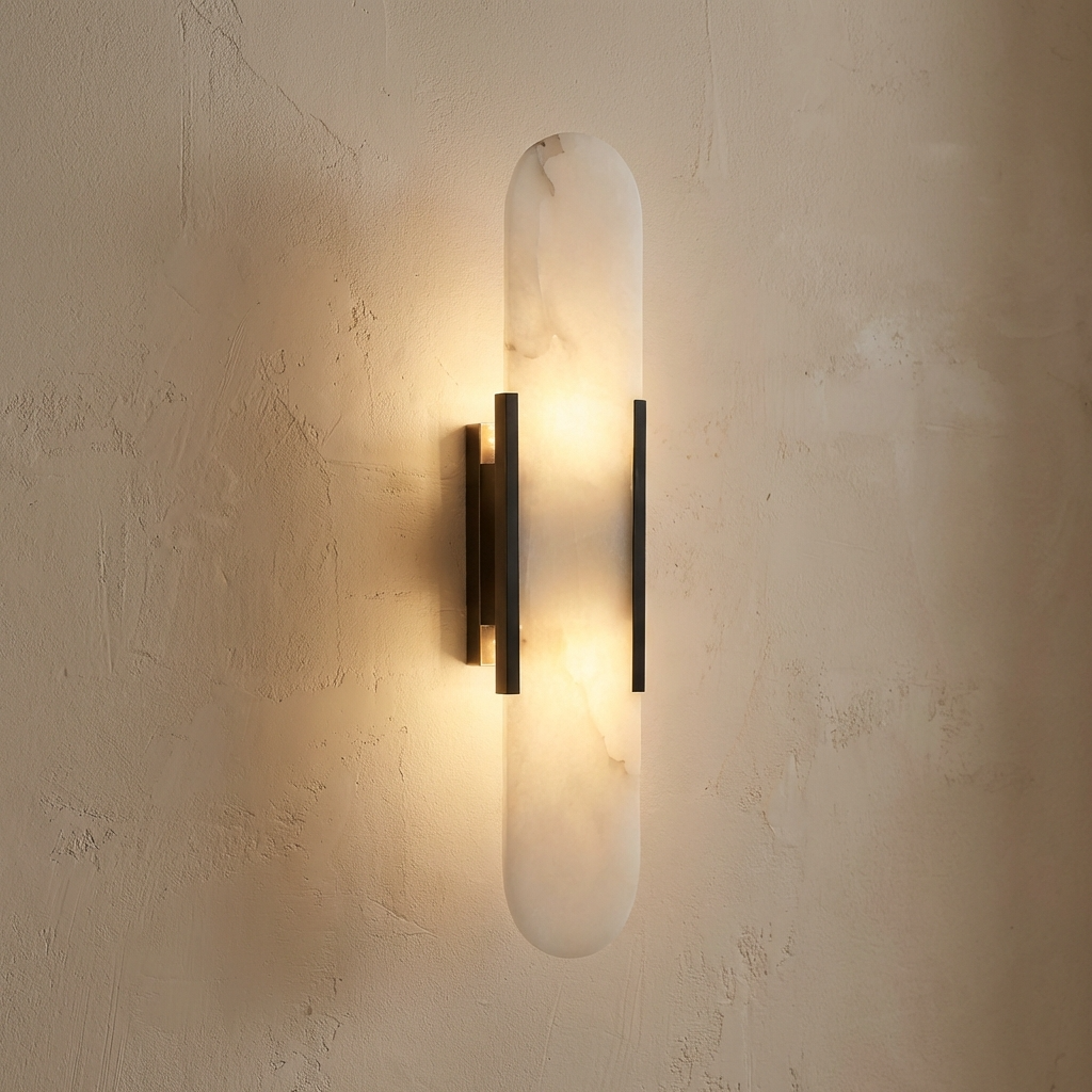 Natural Alabaster Elongated Wall Lamp