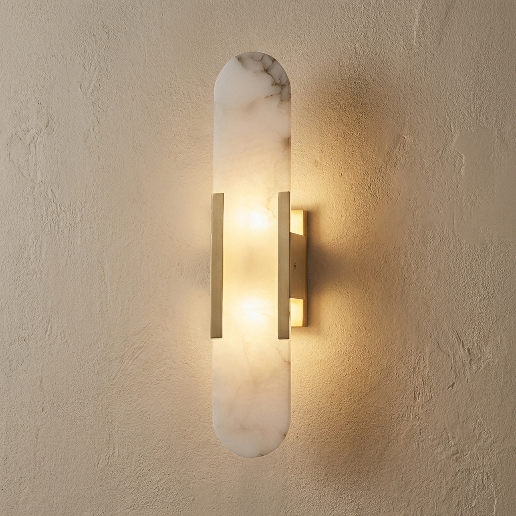 Natural Alabaster Elongated Wall Lamp
