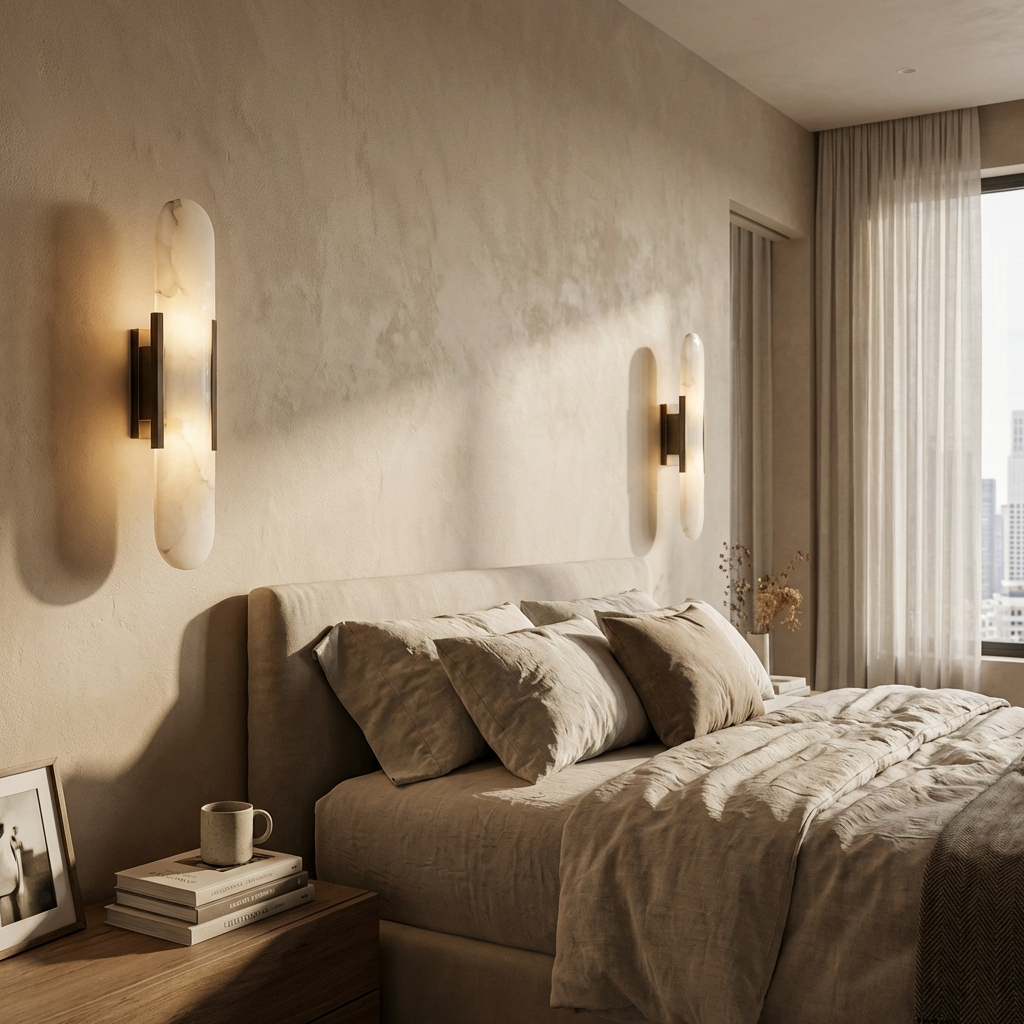 Natural Alabaster Elongated Wall Lamp