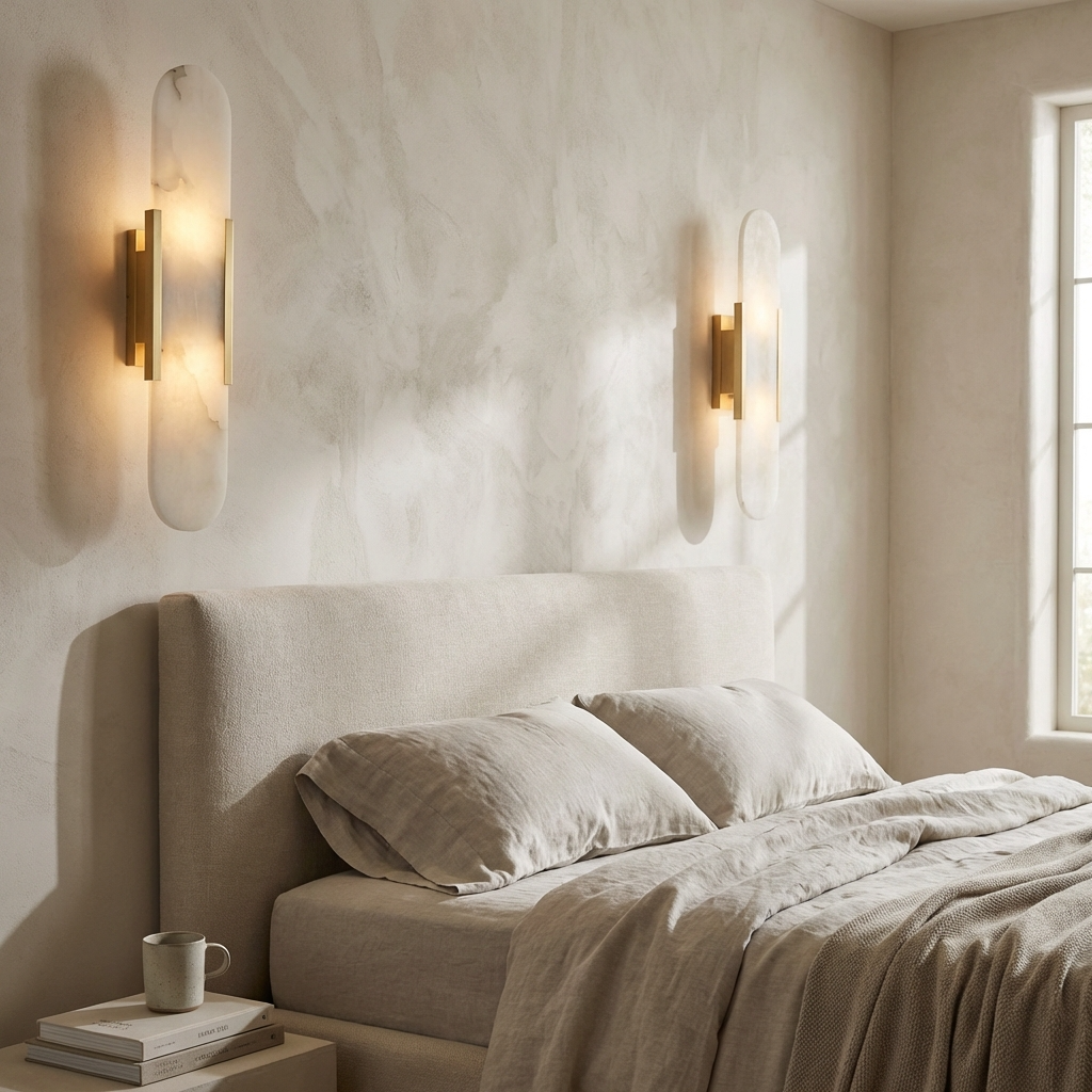 Natural Alabaster Elongated Wall Lamp
