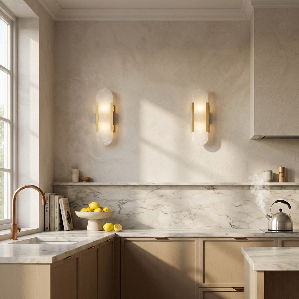 Natural Alabaster Elongated Wall Lamp