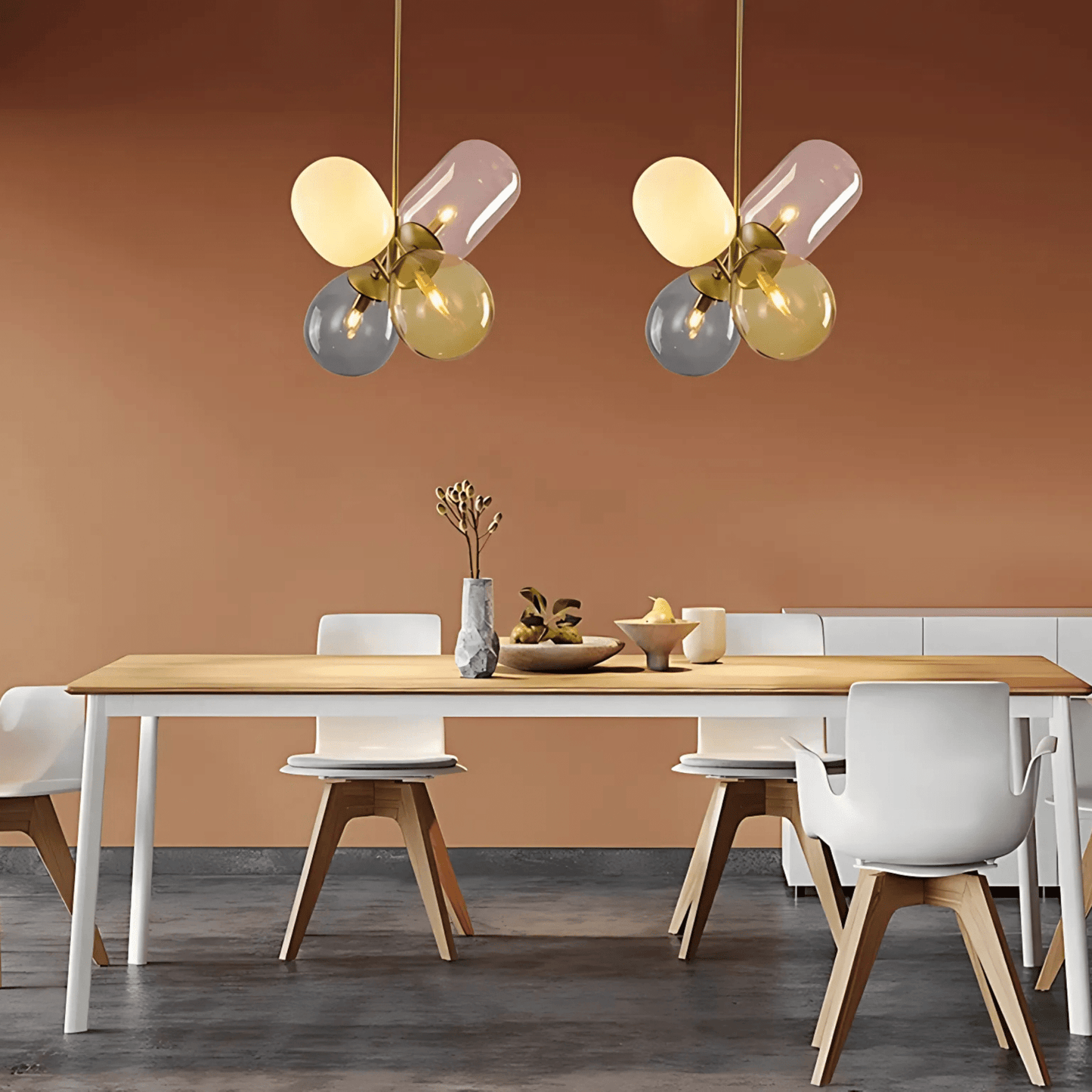 Four Globe Glass Chandelier