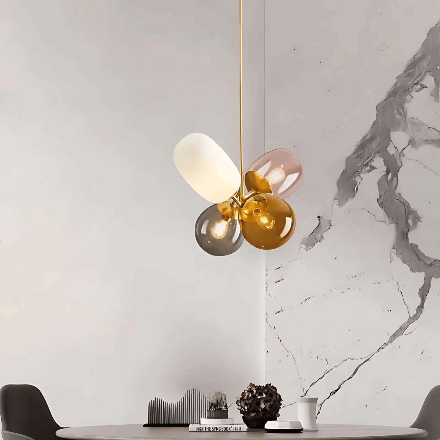 Four Globe Glass Chandelier