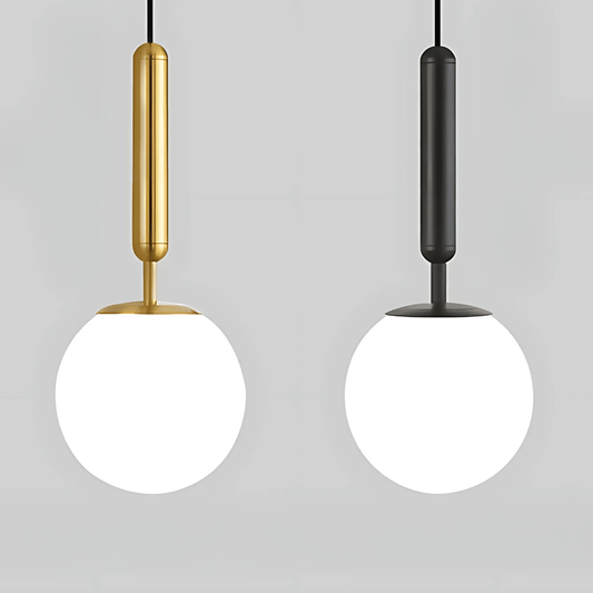 Frosted Globe Brass Or Black Pendant