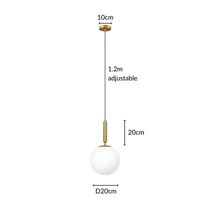 Frosted Globe Brass Or Black Pendant