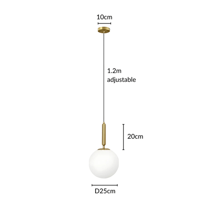 Frosted Globe Brass Or Black Pendant
