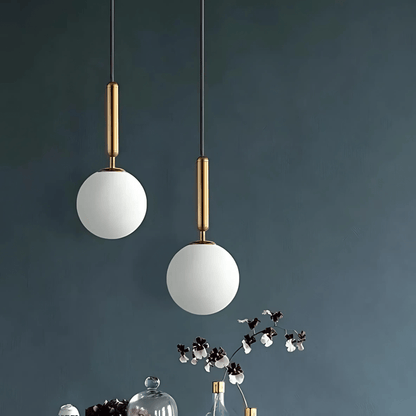 Frosted Globe Brass Or Black Pendant