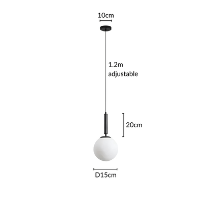 Frosted Globe Brass Or Black Pendant