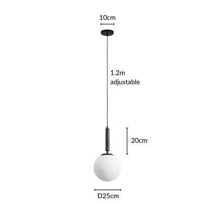 Frosted Globe Brass Or Black Pendant