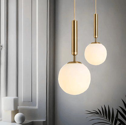 Frosted Globe Brass Or Black Pendant