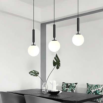 Frosted Globe Brass Or Black Pendant
