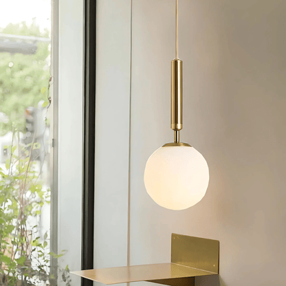Frosted Globe Brass Or Black Pendant