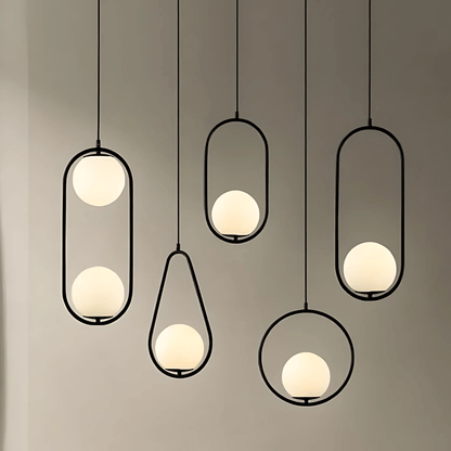 Frosted Globe Frame Pendant Light