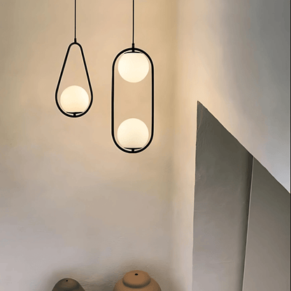 Frosted Globe Frame Pendant Light