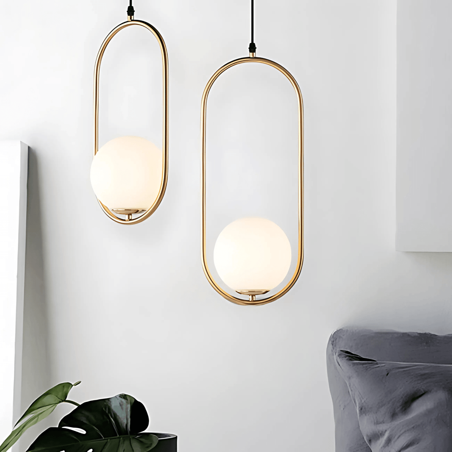 Frosted Globe Frame Pendant Light