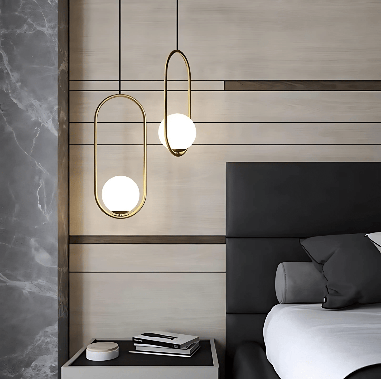 Frosted Globe Frame Pendant Light