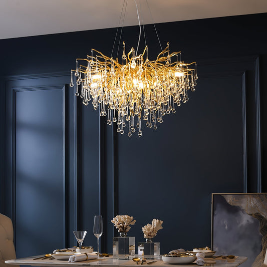 Gold Teardrop Crystal Chandelier