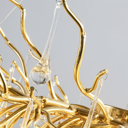 Gold Teardrop Crystal Chandelier