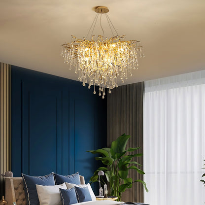 Gold Teardrop Crystal Chandelier