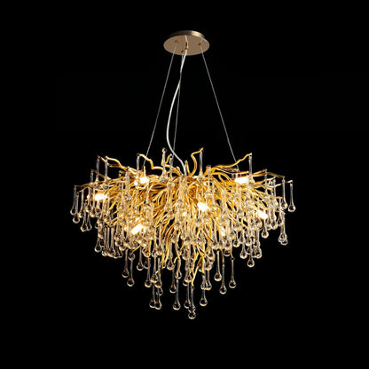 Gold Teardrop Crystal Chandelier