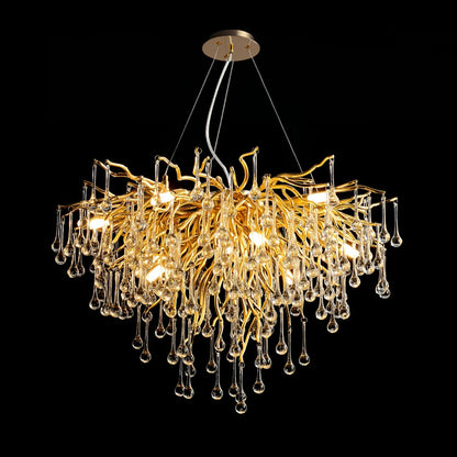 Gold Teardrop Crystal Chandelier