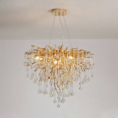 Gold Teardrop Crystal Chandelier