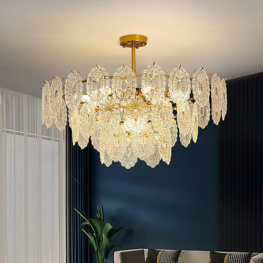 Gold Wave Glass Chandelier