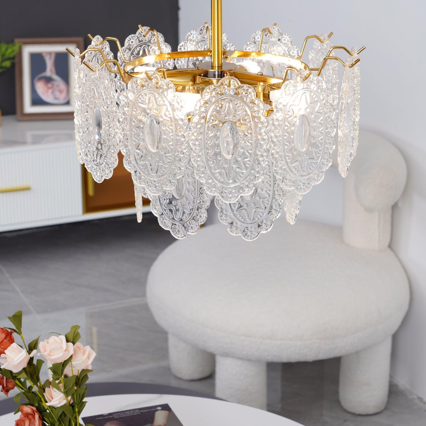 Gold Wave Glass Chandelier