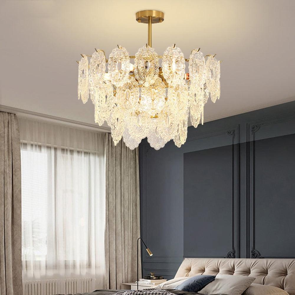 Gold Wave Glass Chandelier