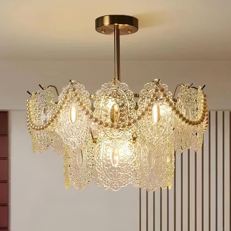 Gold Wave Pearl Chandelier