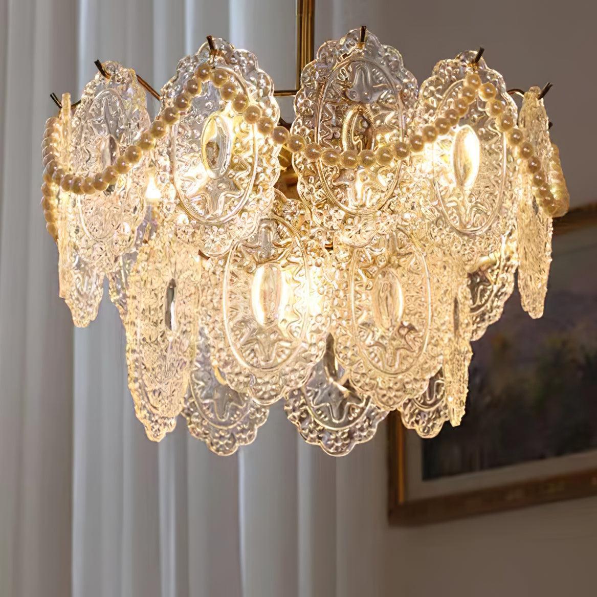 Gold Wave Pearl Chandelier