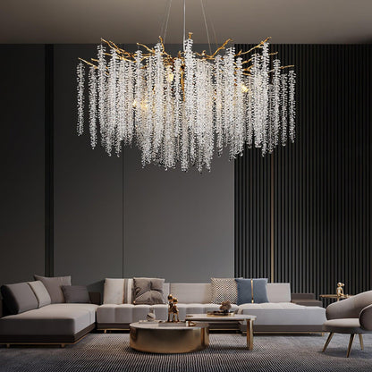 Golden Wisteria Crystal Flower Chandelier