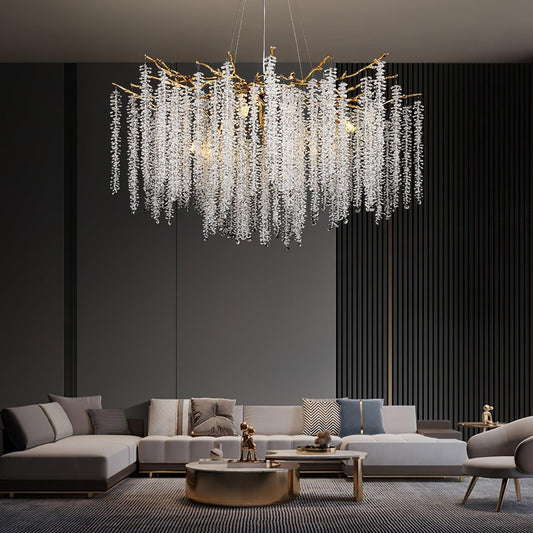 Golden Wisteria Crystal Flower Chandelier