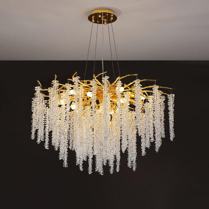 Golden Wisteria Crystal Flower Chandelier