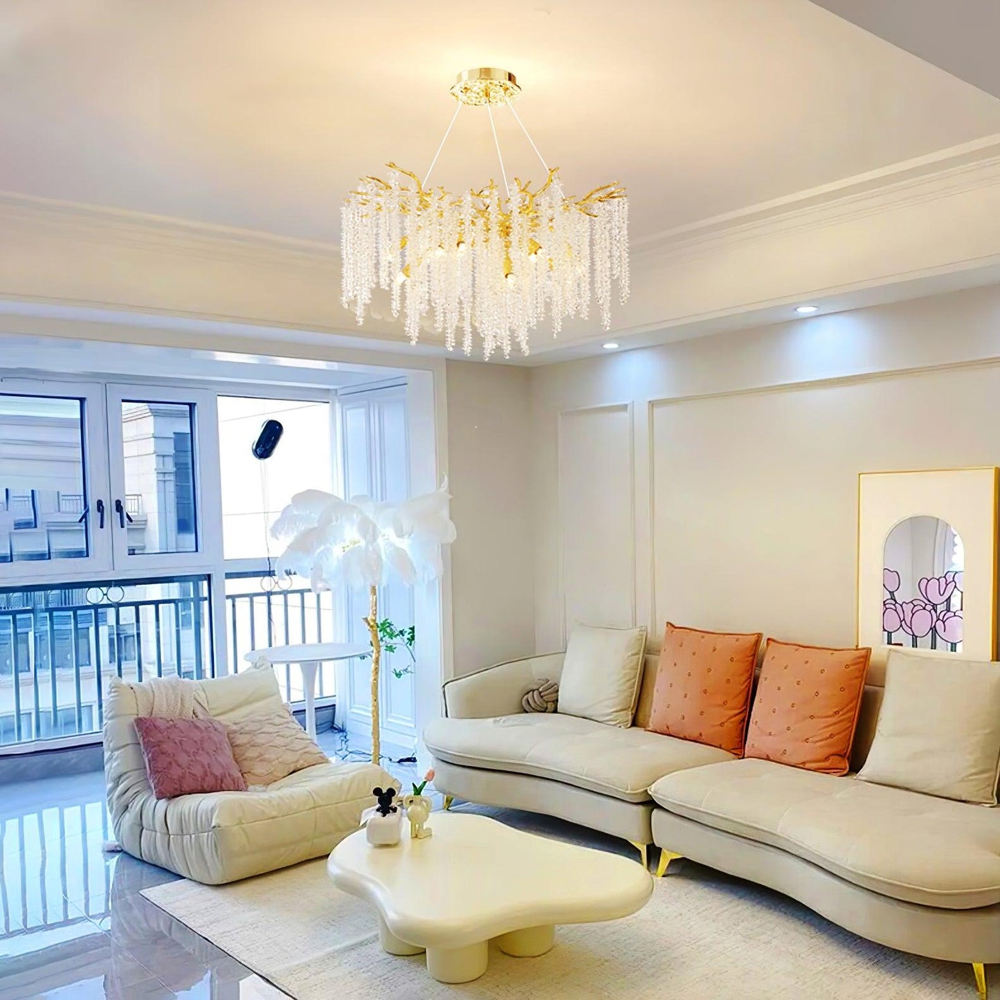 Golden Wisteria Crystal Flower Chandelier