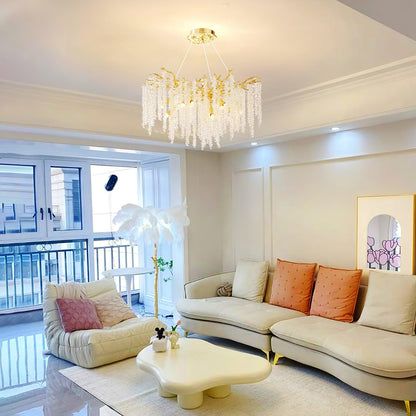 Golden Wisteria Crystal Flower Chandelier