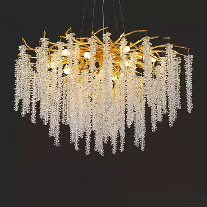 Golden Wisteria Crystal Flower Chandelier