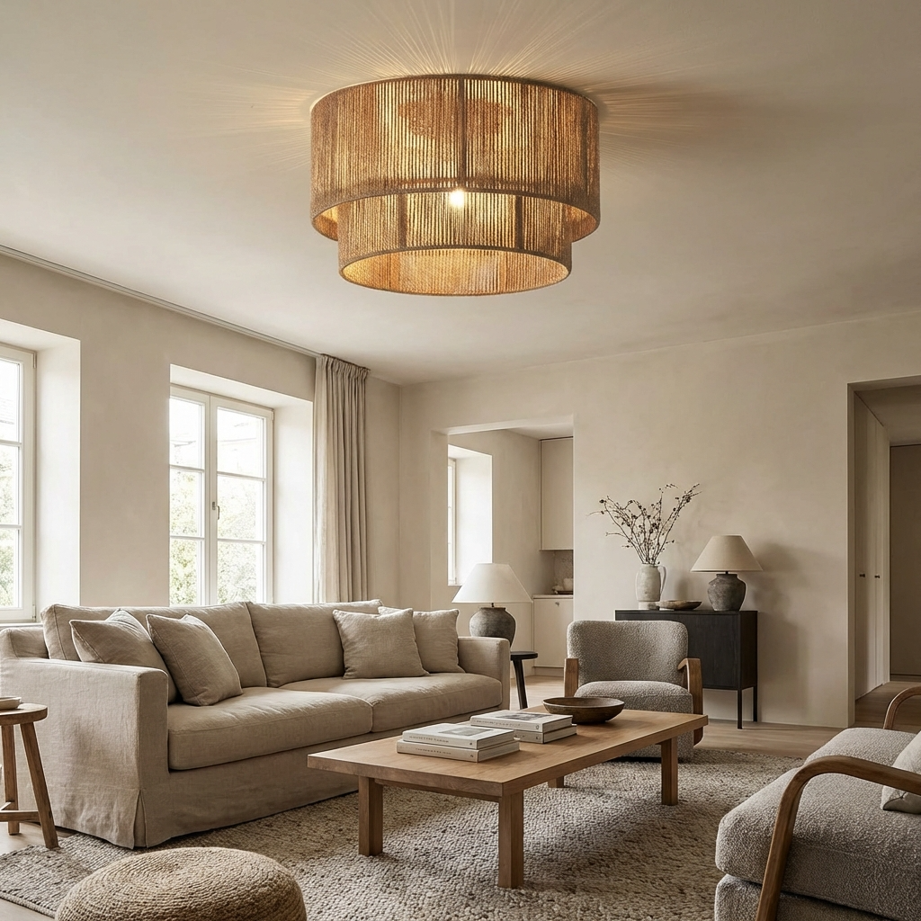 Handmade Rattan Woven Rope Ceiling Lamp