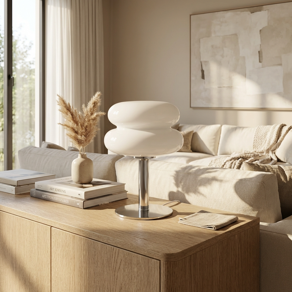 Italian Bauhaus Glass Table Lamp