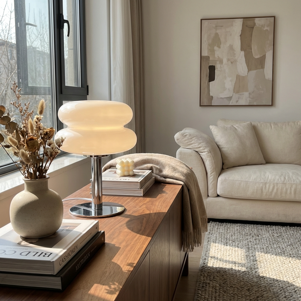 Italian Bauhaus Glass Table Lamp