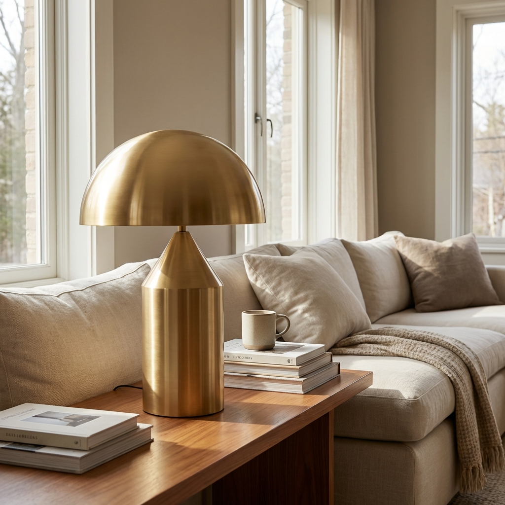 Italian Designer Metal Mushroom Table Lamp