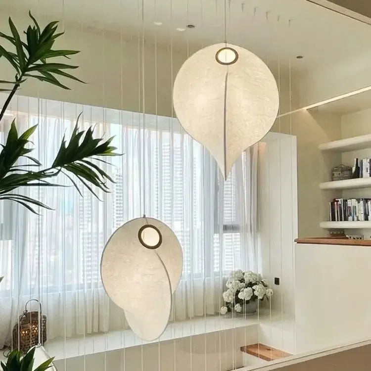 Japanese Silk Ellipse Pendant Light