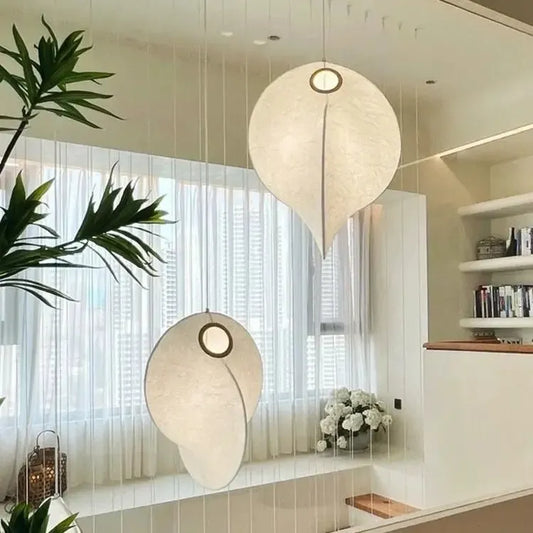 Japanese Silk Ellipse Pendant Light