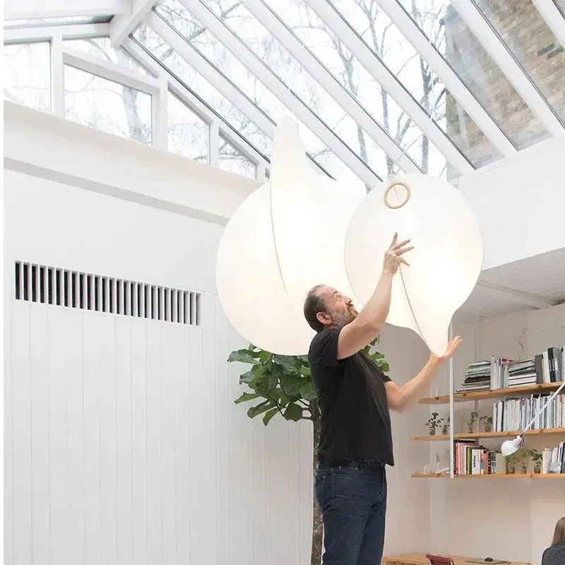 Japanese Silk Ellipse Pendant Light