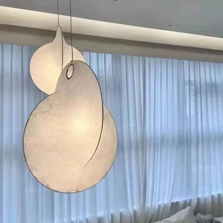 Japanese Silk Ellipse Pendant Light